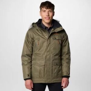 Columbia Mens Barlow Pass Turbodown II Winter Jacket Omni-Heat Med Olive Green